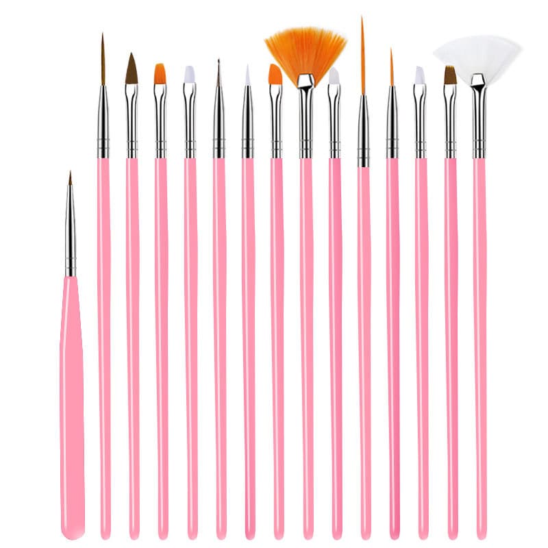 15/ Pcs UV Gel Nail Art Brush Set UV Gel Pen Builder Nail Art Flat Crystal Painting Manicure Tool - Image 6