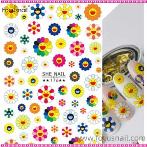 Wholesale Japanese Sunflower Nail Stickers Decoration Bright Yellow Sun Flowers 3D Nail Decals Adhesive Sticker