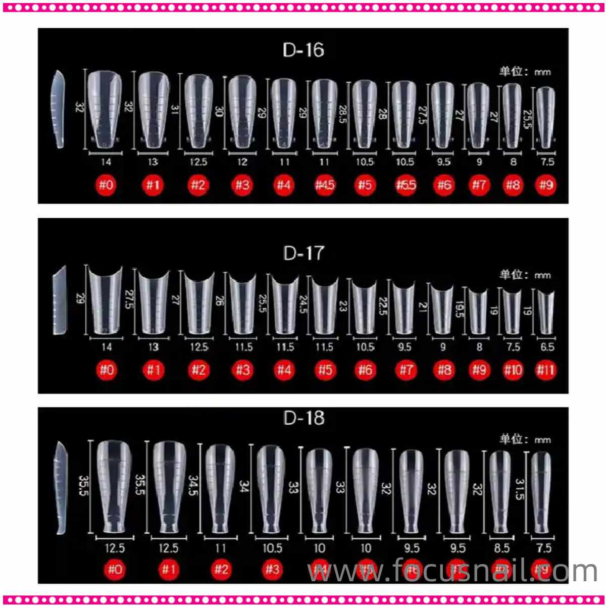 Extra Long Straight Clear Acrylic Gel Technique Nails Dual Nail Mold Extension Tips Mold Dual Form C Curve Tip