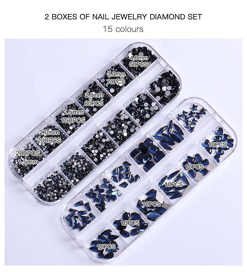 24 Grid Nail Rhinestone Crystal Stone Multi-Shape Round Beads Rhinestone Set For DIY Clothes Shoes Jewelry Making - Image 14