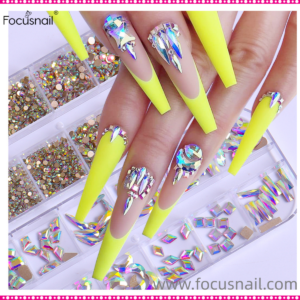 24 Grid Nail Rhinestone Crystal Stone Multi-Shape Round Beads Rhinestone Set For DIY Clothes Shoes Jewelry Making