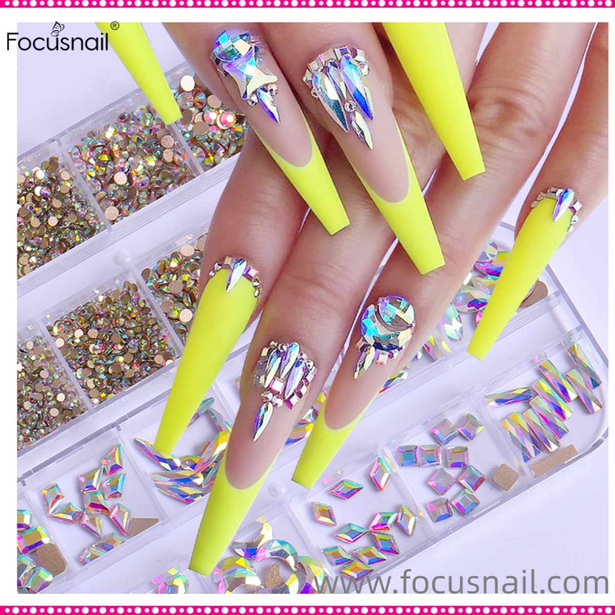 24 Grid Nail Rhinestone Crystal Stone Multi-Shape Round Beads Rhinestone Set For DIY Clothes Shoes Jewelry Making
