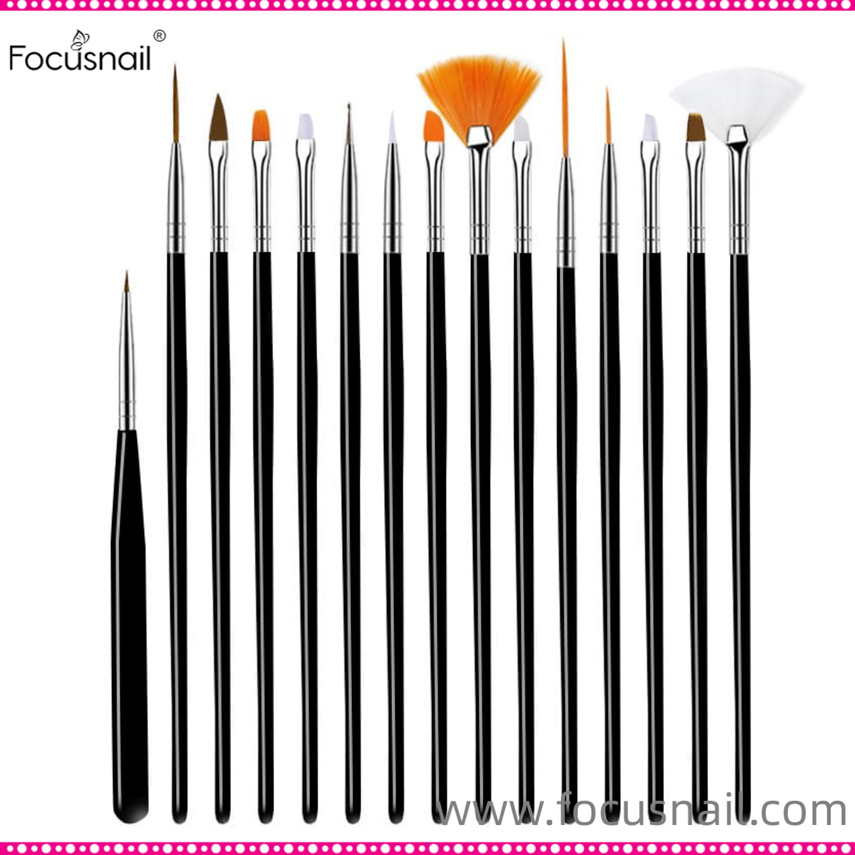 15/ Pcs UV Gel Nail Art Brush Set UV Gel Pen Builder Nail Art Flat Crystal Painting Manicure Tool