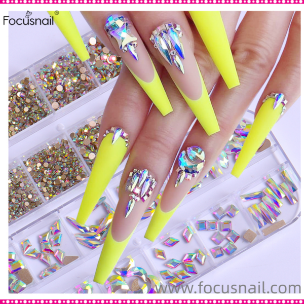 24 Grid Nail Rhinestone Crystal Stone Multi-Shape Round Beads Rhinestone Set For DIY Clothes Shoes Jewelry Making