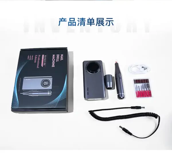 Nail Polisher Nail Drill Handle Handpiece Nail Drill File Nail Polishing Pen Machine Electric Nail Drill Pen Manicure Drill Nail File Pen Nail Art Mute Aluminum Alloy Nail Machine - Image 6