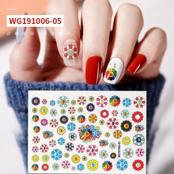 Wholesale Japanese Sunflower Nail Stickers Decoration Bright Yellow Sun Flowers 3D Nail Decals Adhesive Sticker - Image 7