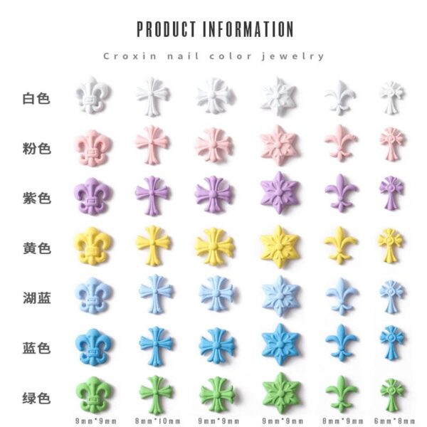 50 Pcs Macaron Nail Charms, 3D Cross Nail Charms, Punk Nail Art Accessories for Manicure, Nail Art, Crafts, Nail Decoration - Image 10