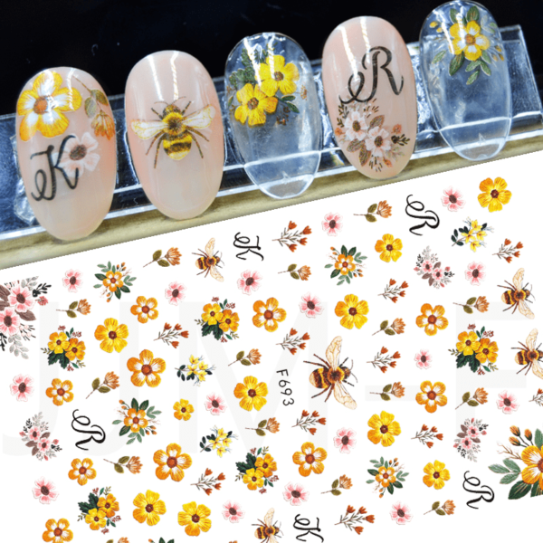 Wholesale Japanese Sunflower Nail Stickers Decoration Bright Yellow Sun Flowers 3D Nail Decals Adhesive Sticker - Image 4