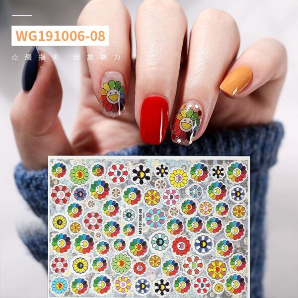 Wholesale Japanese Sunflower Nail Stickers Decoration Bright Yellow Sun Flowers 3D Nail Decals Adhesive Sticker - Image 9