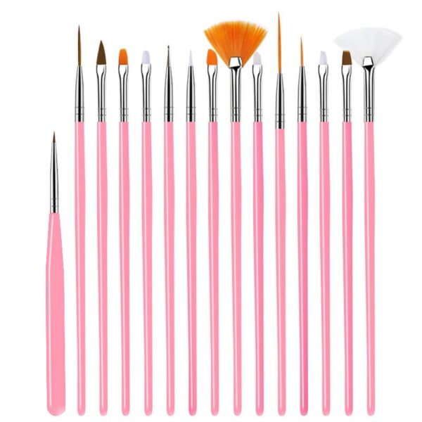 15/ Pcs UV Gel Nail Art Brush Set UV Gel Pen Builder Nail Art Flat Crystal Painting Manicure Tool - Image 6