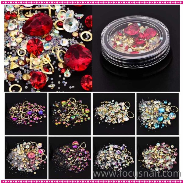 Mix Style Small Beads Crystal Decorations DIY Craft Flat Diamonds Colorful Nail Art Metal Rivet Resin Jewelry
