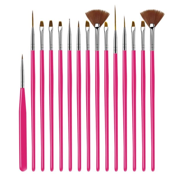 15/ Pcs UV Gel Nail Art Brush Set UV Gel Pen Builder Nail Art Flat Crystal Painting Manicure Tool - Image 2