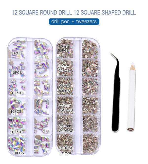 24 Grid Nail Rhinestone Crystal Stone Multi-Shape Round Beads Rhinestone Set For DIY Clothes Shoes Jewelry Making - Image 35
