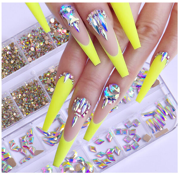 24 Grid Nail Rhinestone Crystal Stone Multi-Shape Round Beads Rhinestone Set For DIY Clothes Shoes Jewelry Making - Image 4