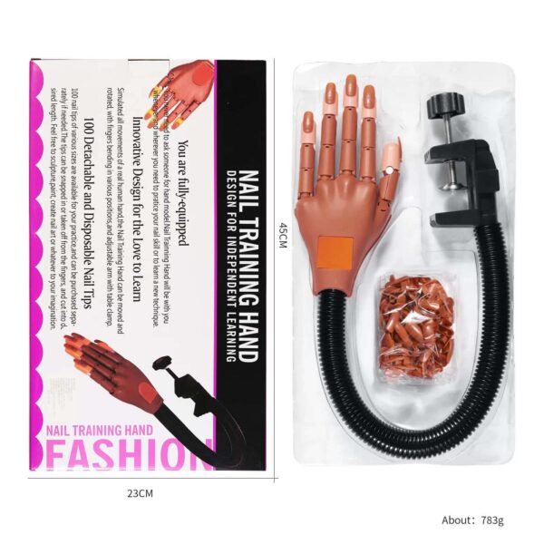 Nail Art Mannequin Hand, Nail Art Practice Hand Flexible Movable False Fake Hands with 100pcs Nail Tips for Art Display for DIY Manicure - Image 9