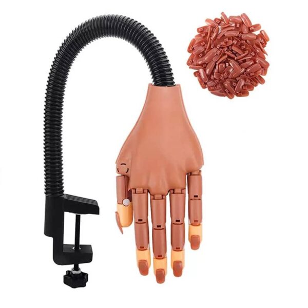 Nail Art Mannequin Hand, Nail Art Practice Hand Flexible Movable False Fake Hands with 100pcs Nail Tips for Art Display for DIY Manicure - Image 8