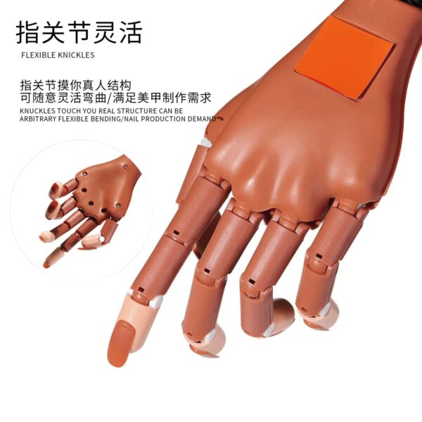 Nail Art Mannequin Hand, Nail Art Practice Hand Flexible Movable False Fake Hands with 100pcs Nail Tips for Art Display for DIY Manicure - Image 3