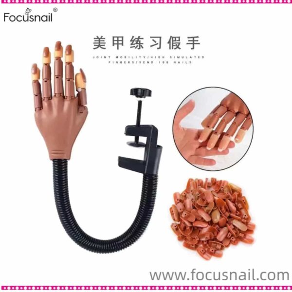 Nail Art Mannequin Hand, Nail Art Practice Hand Flexible Movable False Fake Hands with 100pcs Nail Tips for Art Display for DIY Manicure - Image 4