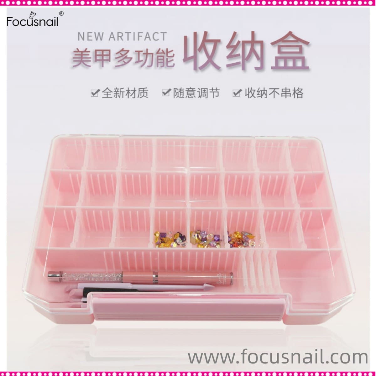 Jewelry Box Adjustable Multi-Compartment Large Capacity Transparent Lid Wide Application Space-saving PP Material Clear 30 Grids Necklaces Earrings Storage Box Home Supplies