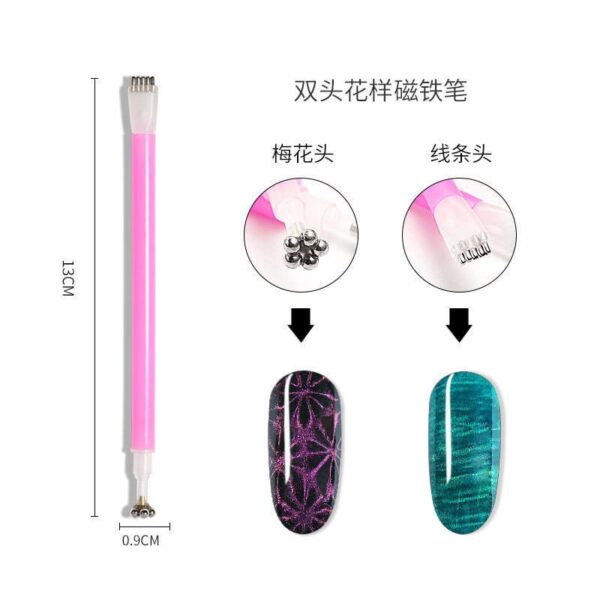 Nail Magnet For Nails Cat Eye Magnetic Gel Polish Pen Tools Nail Art Magnet Wand Cat Eye Gel Polish Magent Sticks Tool Set For Cat Eye Gel Nails Art Polish Magnet Magnetic Pen - Image 4