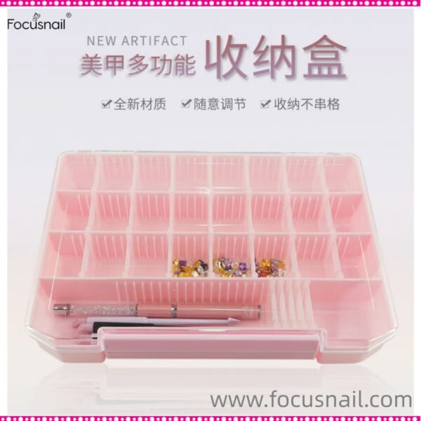 30 Grids Adjustable Storage Box Jewelry Ring Nail Art Rhinestones Beads Case