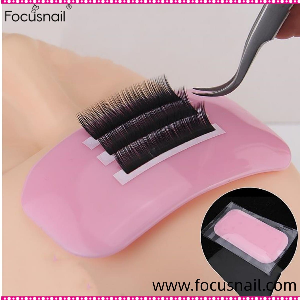 Adhesive forehead stickers pink tray lash tool eyelash supplies eye pads lash extensions forehead lash pads eyelashes gaskets Eyelashes Supplies Forehead Cushion Silicone Pads Glue