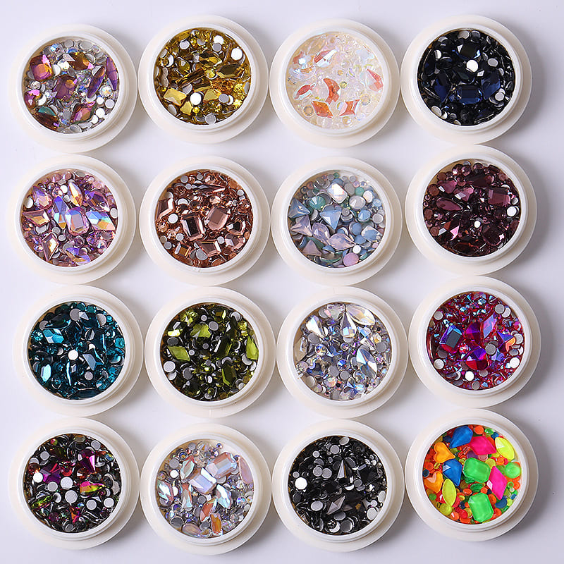 AB Pink Rhinestones for Nails Flat Back Nail Crystal Gems Stones Glass Beads Multi Shaped Sized Colored Rhinestones for Nails - Image 2