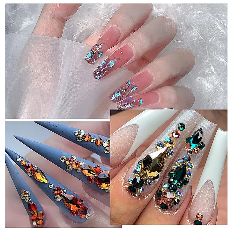 AB Pink Rhinestones for Nails Flat Back Nail Crystal Gems Stones Glass Beads Multi Shaped Sized Colored Rhinestones for Nails - Image 3