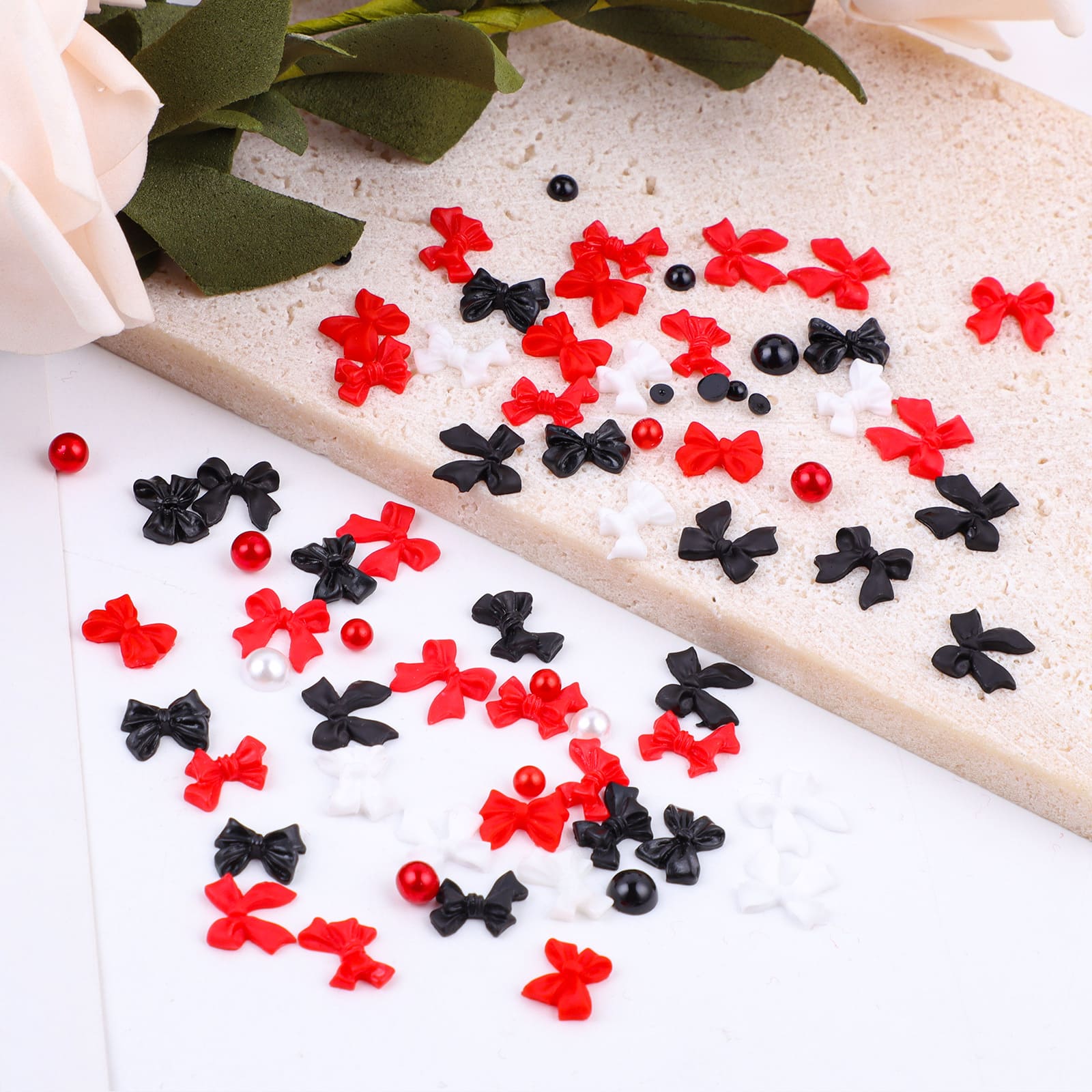 3D Flower Nail Charms, 12 Boxes of Manicure Flower Water Turn Black, White and Pink Cherry Blossom Acrylic Manicure Supplies, DIY Nail Decorations - Image 3