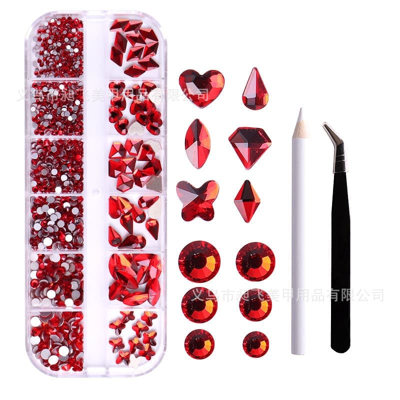 Ab Nail Art Rhinestones Multi Shapes Glass Crystal Stones Iridescent Hearts Butterfly Round Diamonds for Manicure DIY - Image 4