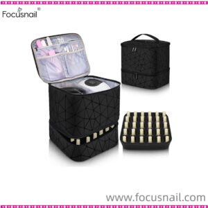Nail Polish Organizer with UV Light Storage Double-layer Nail Polish Carrying Case Holds 30 Bottles Travel Portable Storage Bag for Manicure Set