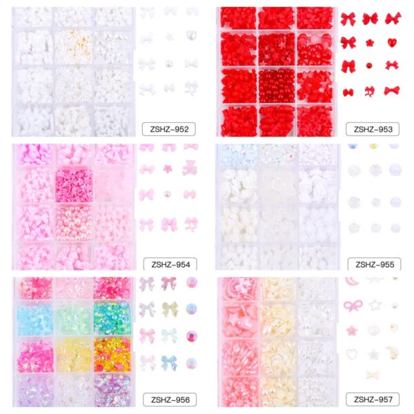 3D Flower Nail Charms, 12 Boxes of Manicure Flower Water Turn Black, White and Pink Cherry Blossom Acrylic Manicure Supplies, DIY Nail Decorations - Image 6