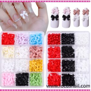 3D Flower Nail Charms, 12 Boxes of Manicure Flower Water Turn Black, White and Pink Cherry Blossom Acrylic Manicure Supplies, DIY Nail Decorations
