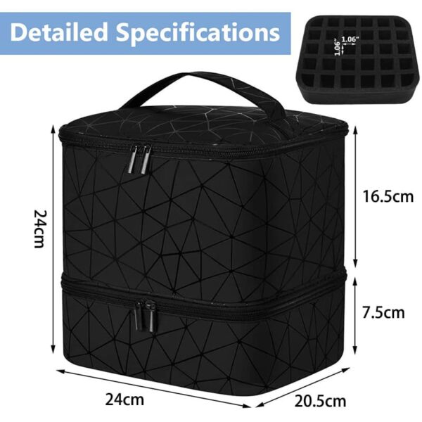 Nail Polish Organizer with UV Light Storage Double-layer Nail Polish Carrying Case Holds 30 Bottles Travel Portable Storage Bag for Manicure Set - Image 3