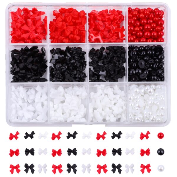 3D Flower Nail Charms, 12 Boxes of Manicure Flower Water Turn Black, White and Pink Cherry Blossom Acrylic Manicure Supplies, DIY Nail Decorations - Image 4