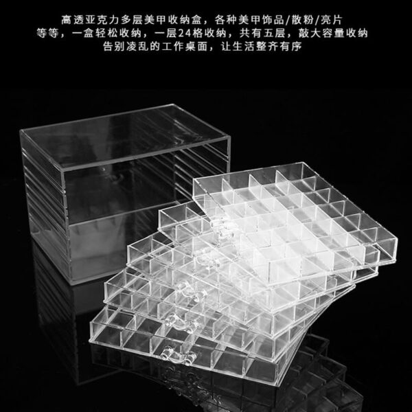 Acrylic jewelry storage box with 5 drawers120 small compartments  transparent plastic transparent jewelry stand - Image 6