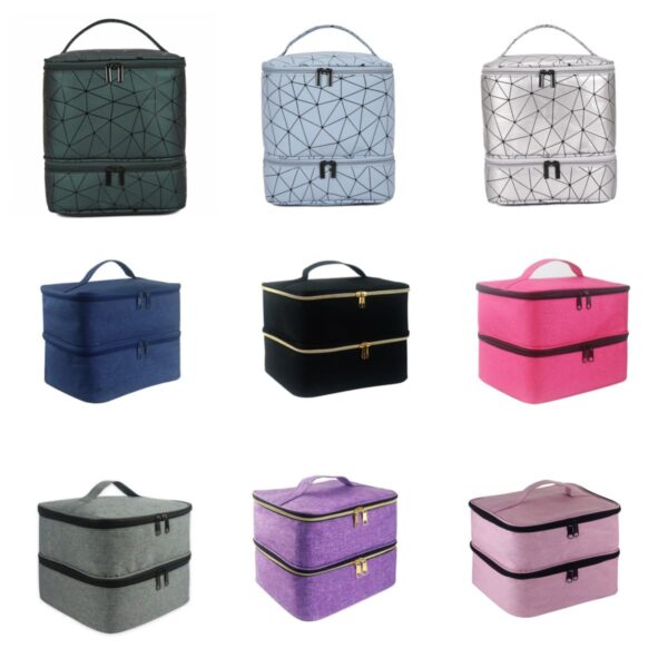 Nail Polish Organizer with UV Light Storage Double-layer Nail Polish Carrying Case Holds 30 Bottles Travel Portable Storage Bag for Manicure Set - Image 2