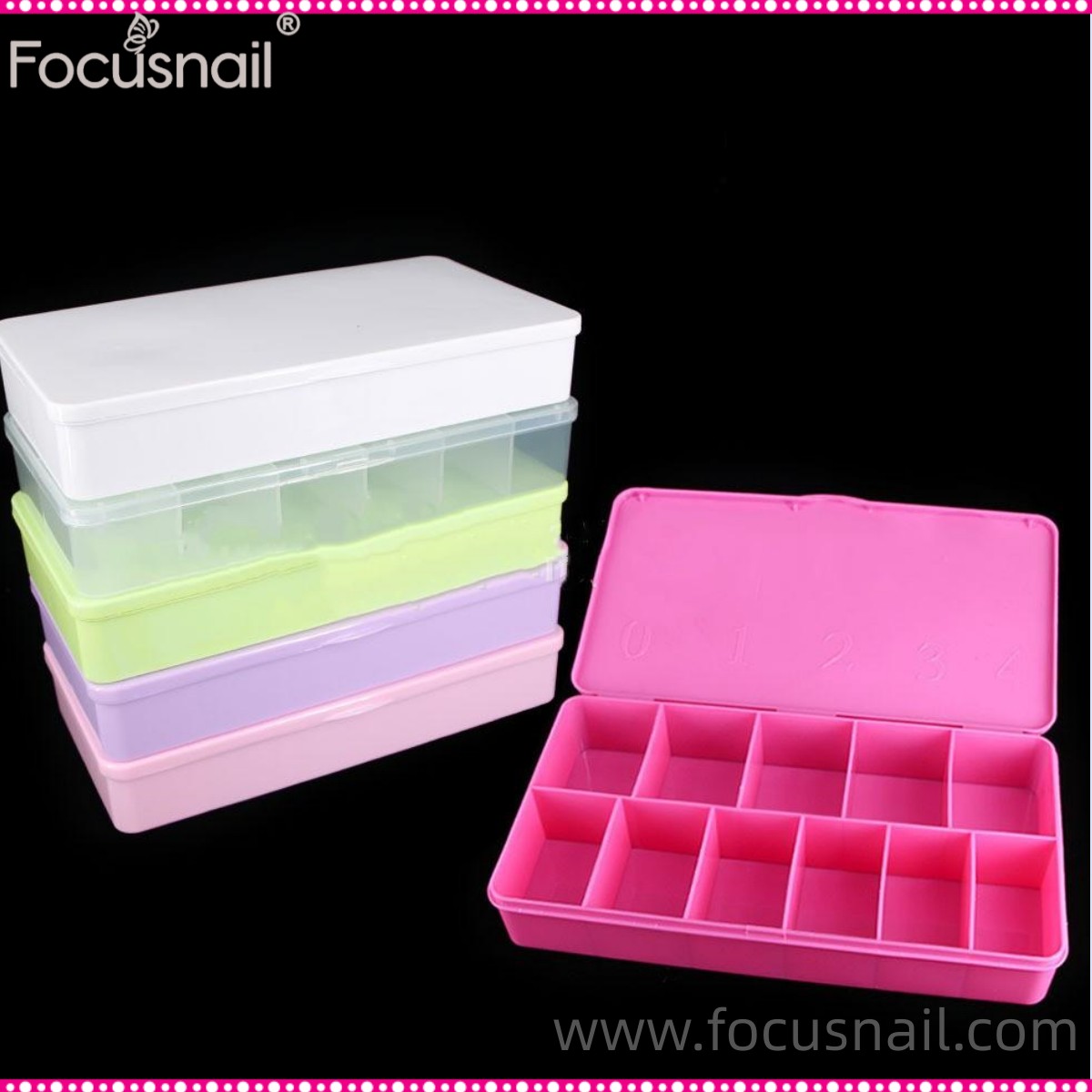 Nail Art Tips Storage Box Nail Rhinestone Glitter Storage Case Container