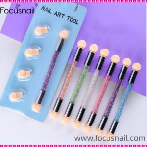 Sponge Nail Brush Picking Dotting Gradient Pen Brush Double Head Sponge Nail Brush Rhinestone Handle Acrylic Nail Painting Brush