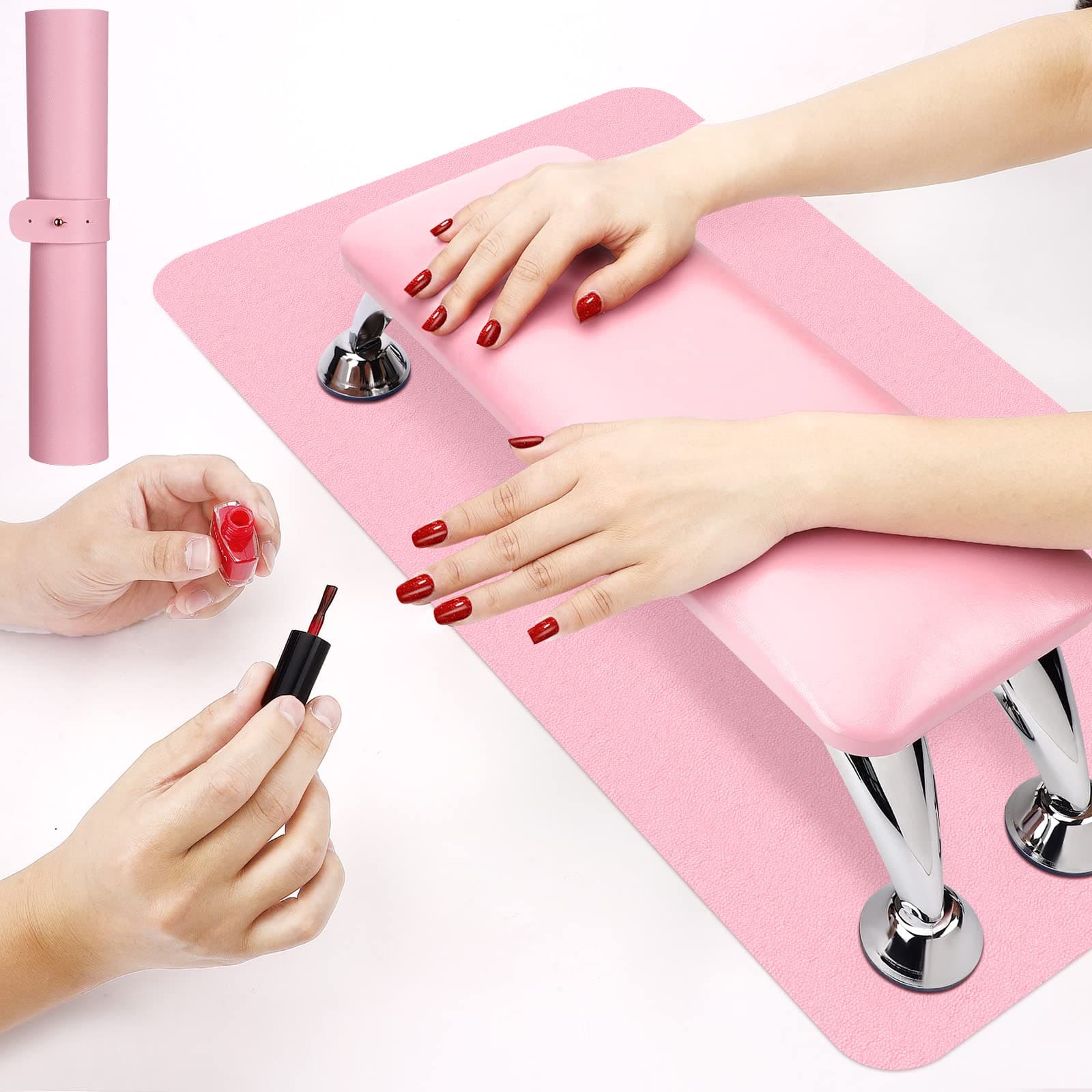 2 Set Nail Arm Rest  with Nail Table Mat Nail Hand Rest Nail Tech Supplies Soft Pillow Footstool for Nail - Image 7