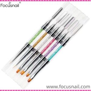 Nail Art Brush Spatula Drawing Painting Line Pen Liner Gradient Flat Round Builder Extension Metal French Manicure Tools