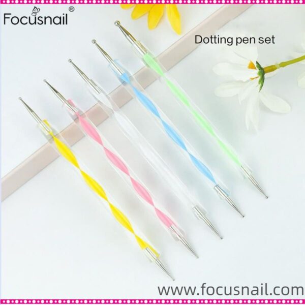 Dotting Tools , 5 pc UV Gel Painting DIY Design Nail Art 2 Way Dotting Pen Tool Nail Art Tip Dot Paint Manicure