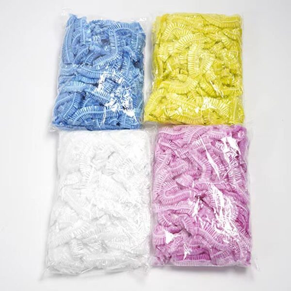 Hair Processing Caps, Disposable Plastic Shower Caps 100 Pack, Clear Elastic Band Bath Cap for for Perms, Coloring and Conditioners - Image 4