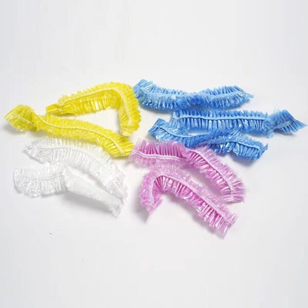 Hair Processing Caps, Disposable Plastic Shower Caps 100 Pack, Clear Elastic Band Bath Cap for for Perms, Coloring and Conditioners - Image 3