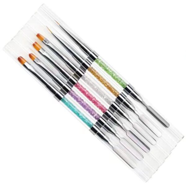 Nail Art Brush Spatula Drawing Painting Line Pen Liner Gradient Flat Round Builder Extension Metal French Manicure Tools - Image 3