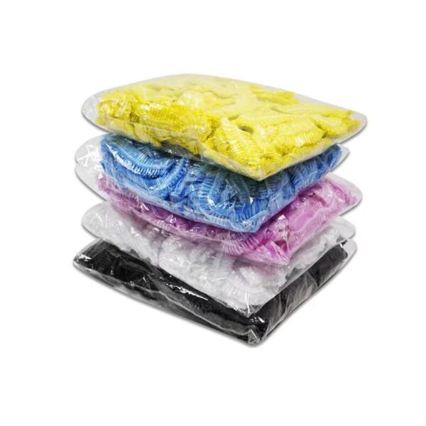 Hair Processing Caps, Disposable Plastic Shower Caps 100 Pack, Clear Elastic Band Bath Cap for for Perms, Coloring and Conditioners - Image 2