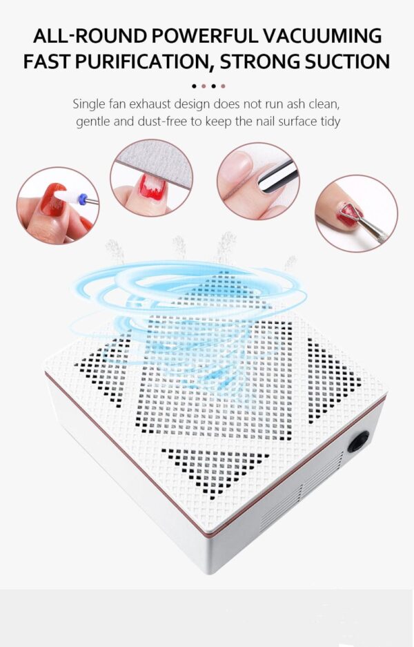 Strong Power 60W Nail Dust Collector Nail Polish Suction Vacuum Cleaner Nail Salon Tool Professional Cleaning Dust Collector - Image 6
