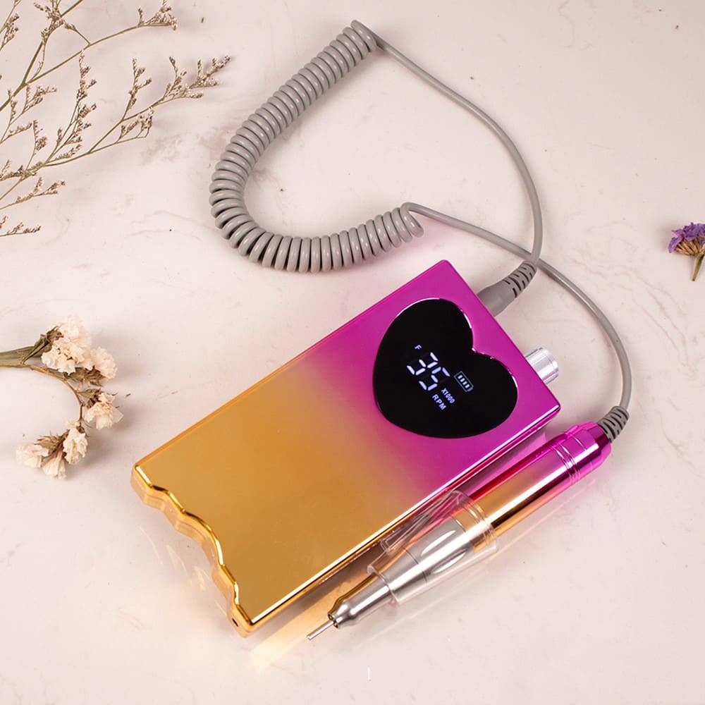 Electric Nail Machine, Portable, 35000 RPM, Nail Drill Machine, Rechargeable Nail Drill, Heart Engraved Nail Cuticle Machine, Acrylic Nail Drill Equipment, Electric Nail Care Set - Image 3