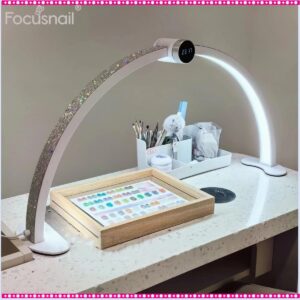 New Smart Touch Screen LED Nail Moon Lamp Desk Eyelash Lighting LCD Display Half Moon Nail Table Lamp