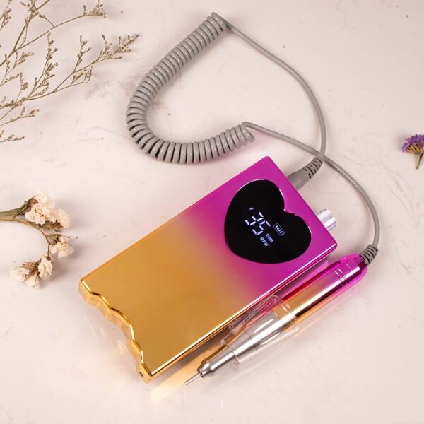 Electric Nail Machine, Portable, 35000 RPM, Nail Drill Machine, Rechargeable Nail Drill, Heart Engraved Nail Cuticle Machine, Acrylic Nail Drill Equipment, Electric Nail Care Set - Image 3